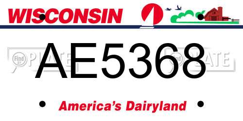 AE5368 Wisconsin License Plate