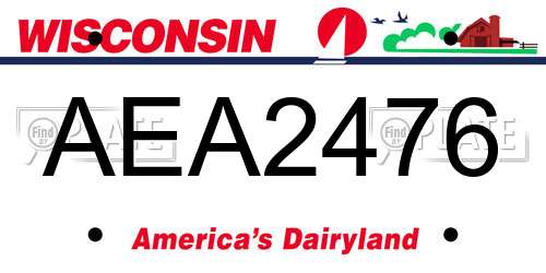 AEA2476 Wisconsin License Plate