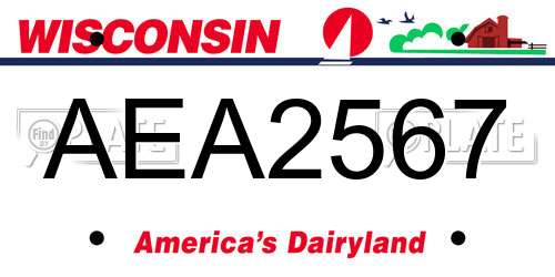 AEA2567 Wisconsin License Plate