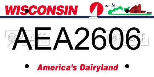 AEA2606 Wisconsin License Plate