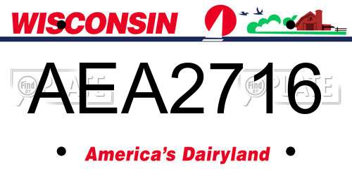 AEA2716 Wisconsin License Plate