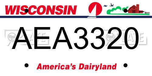 AEA3320 Wisconsin License Plate