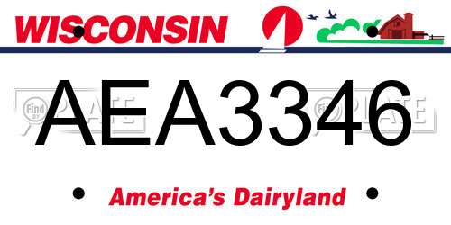 AEA3346 Wisconsin License Plate