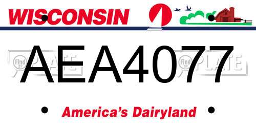 AEA4077 Wisconsin License Plate