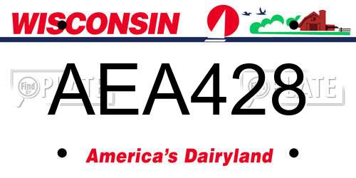 AEA428 Wisconsin License Plate