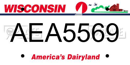 AEA5569 Wisconsin License Plate