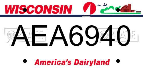AEA6940 Wisconsin License Plate
