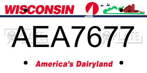 AEA7677 Wisconsin License Plate