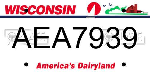 AEA7939 Wisconsin License Plate
