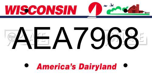 AEA7968 Wisconsin License Plate