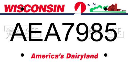 AEA7985 Wisconsin License Plate