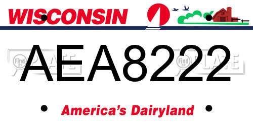 AEA8222 Wisconsin License Plate