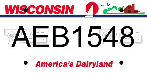 AEB1548 Wisconsin License Plate