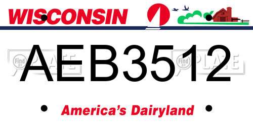 AEB3512 Wisconsin License Plate