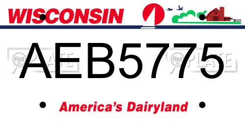 AEB5775 Wisconsin License Plate
