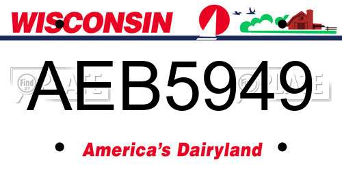 AEB5949 Wisconsin License Plate