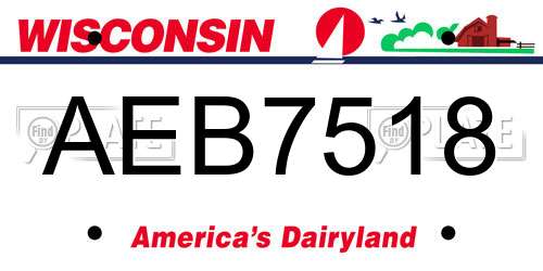 AEB7518 Wisconsin License Plate
