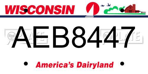 AEB8447 Wisconsin License Plate