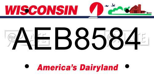 AEB8584 Wisconsin License Plate