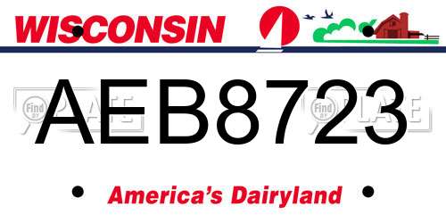 AEB8723 Wisconsin License Plate
