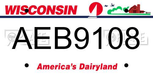 AEB9108 Wisconsin License Plate