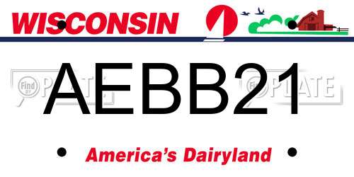 AEBB21 Wisconsin License Plate