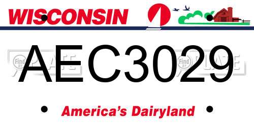 AEC3029 Wisconsin License Plate