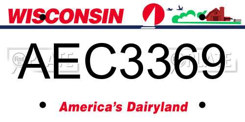 AEC3369 Wisconsin License Plate