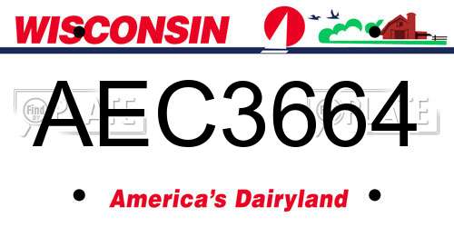 AEC3664 Wisconsin License Plate