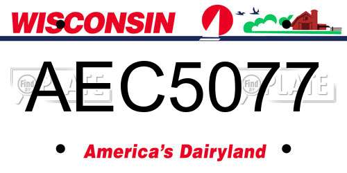 AEC5077 Wisconsin License Plate