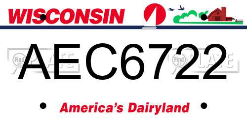 AEC6722 Wisconsin License Plate