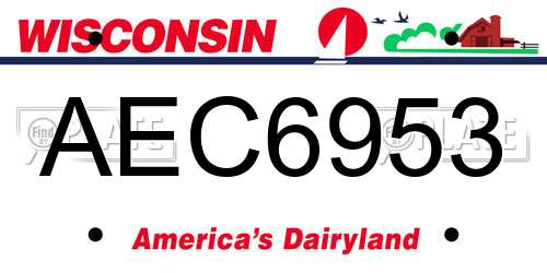AEC6953 Wisconsin License Plate