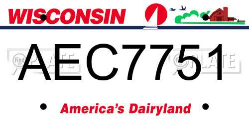 AEC7751 Wisconsin License Plate