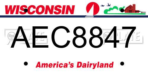AEC8847 Wisconsin License Plate