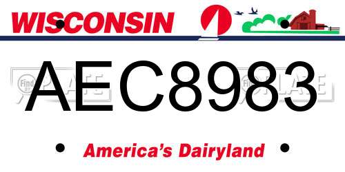 AEC8983 Wisconsin License Plate