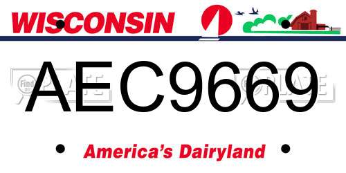 AEC9669 Wisconsin License Plate