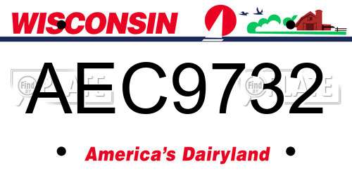 AEC9732 Wisconsin License Plate