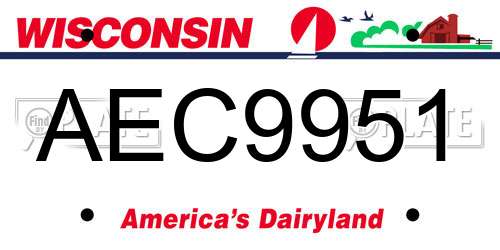 AEC9951 Wisconsin License Plate