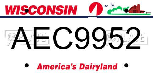 AEC9952 Wisconsin License Plate