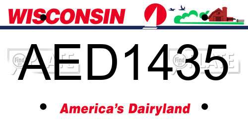 AED1435 Wisconsin License Plate