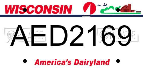 AED2169 Wisconsin License Plate