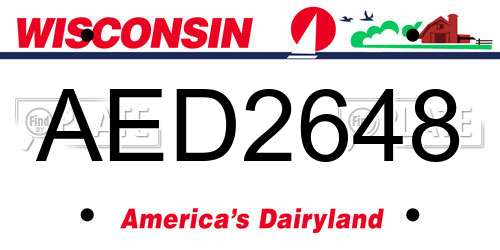 AED2648 Wisconsin License Plate