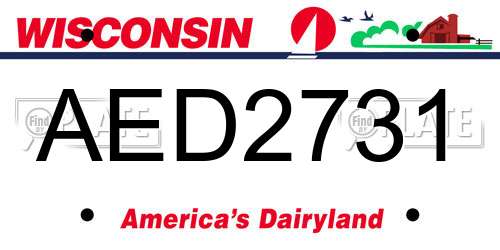 AED2731 Wisconsin License Plate