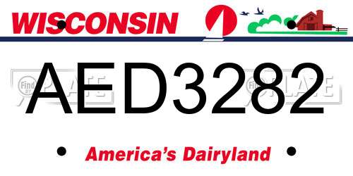 AED3282 Wisconsin License Plate