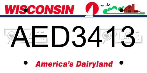 AED3413 Wisconsin License Plate