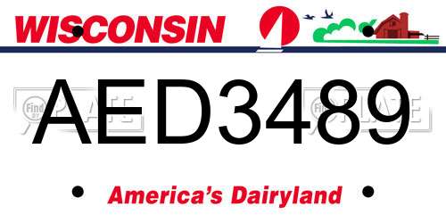 AED3489 Wisconsin License Plate