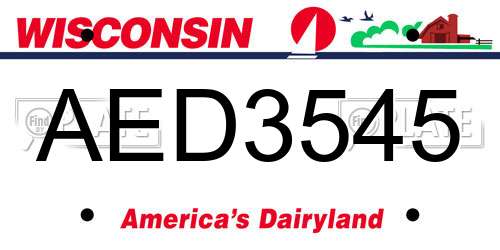 AED3545 Wisconsin License Plate