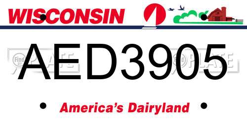 AED3905 Wisconsin License Plate