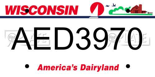 AED3970 Wisconsin License Plate