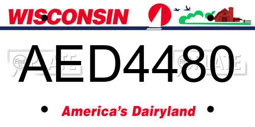 AED4480 Wisconsin License Plate